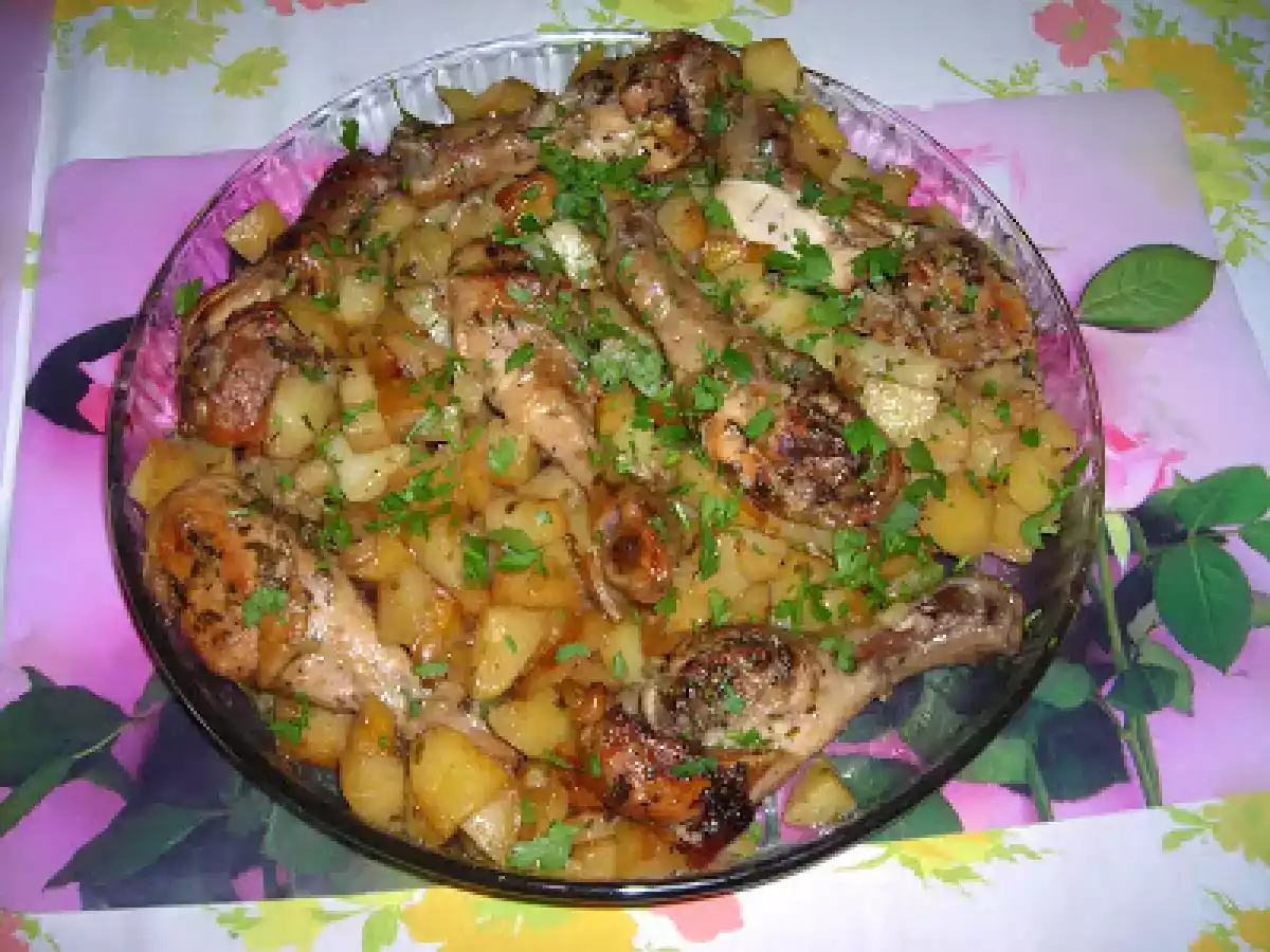 Muslos de pollo con papas, cocinado en bolsa - foto 2