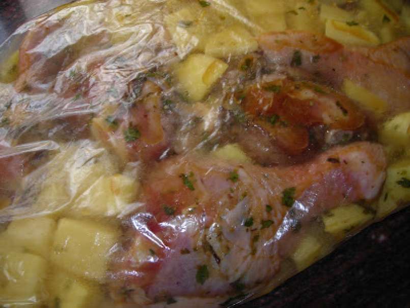 Muslos de pollo con papas, cocinado en bolsa - foto 5
