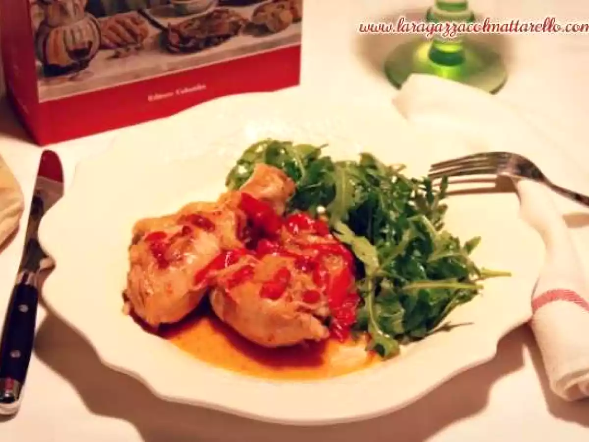 Muslos de pollo con pimientos a la romana