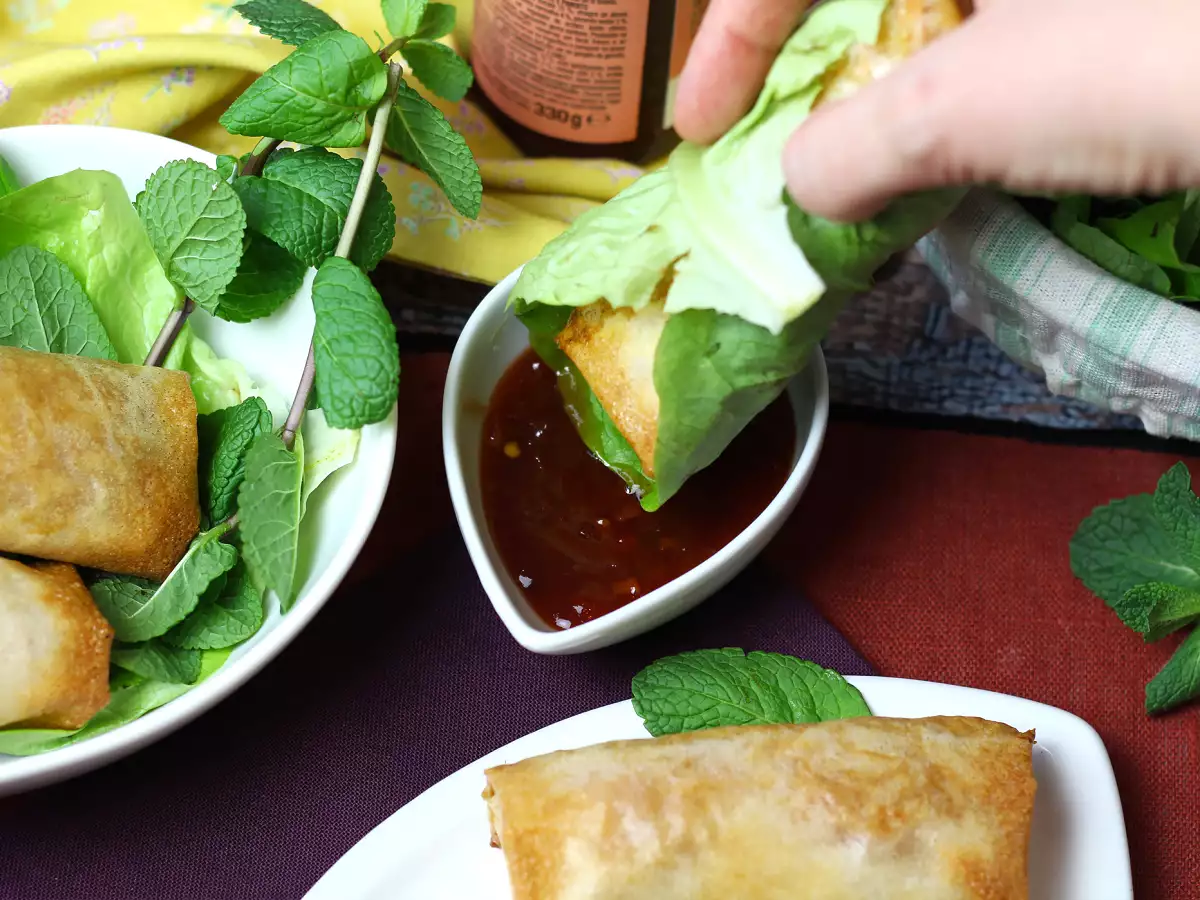 Nems de gambas (rollitos de primavera crujientes) en freidora de aire - foto 6