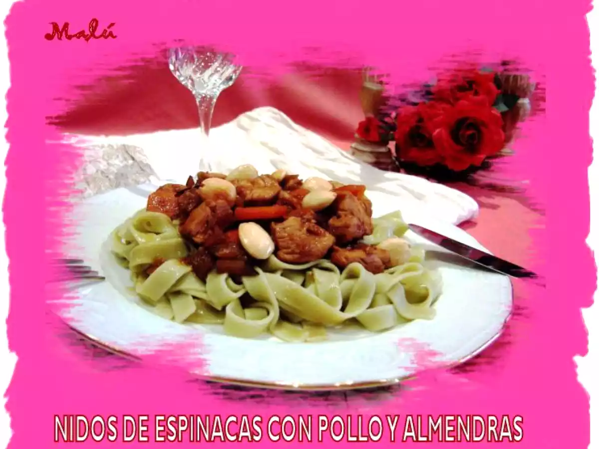 NIDOS DE ESPINACAS CON POLLO Y ALMENDRAS