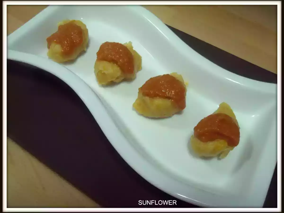 Ñoquis de patata y calabaza con salsa de vino tinto