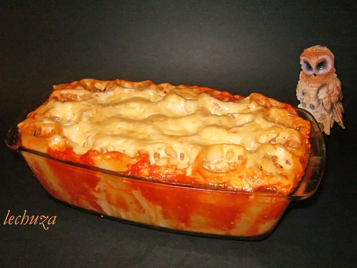 Paccheri di napoli rellenos de bacalao y atún (canelones verticales) - foto 2