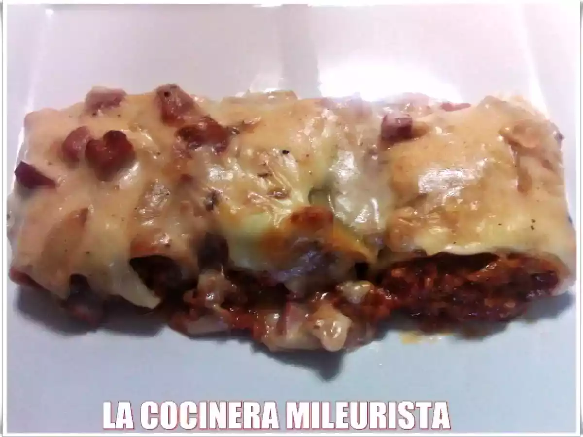 Paccheris rellenos de carne picada con