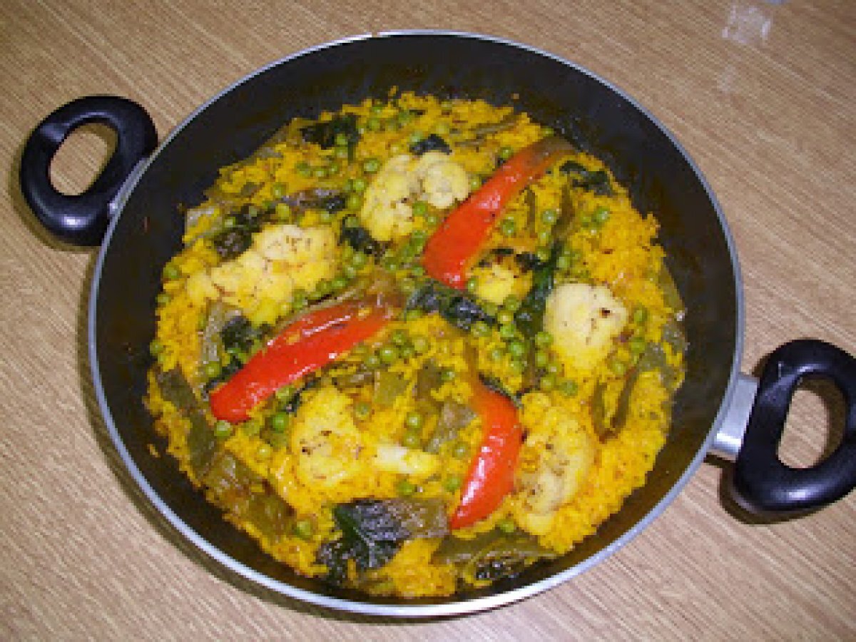 Paella de verduras para dos Receta Petitchef