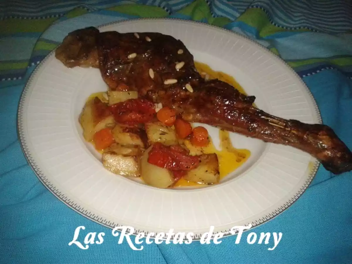 Paletilla de cordero al horno con verduras asadas