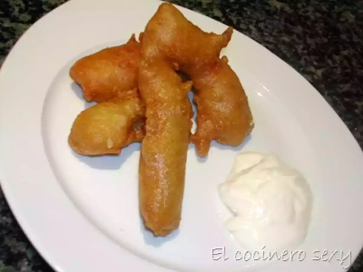 Palitos de chipirón rebozado en masa orly casera