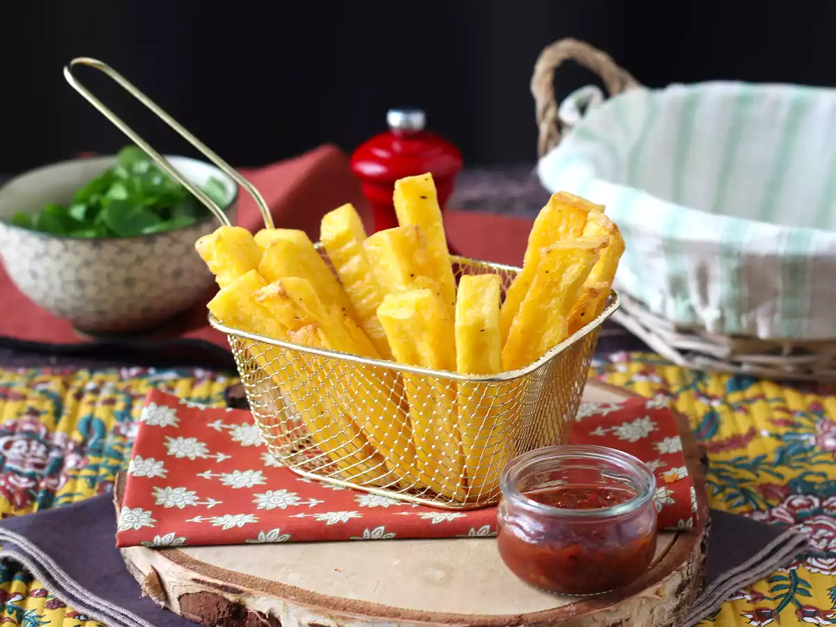 Palitos de polenta frita en freidora de aire. Crujientes, saludables y sin gluten - foto 3