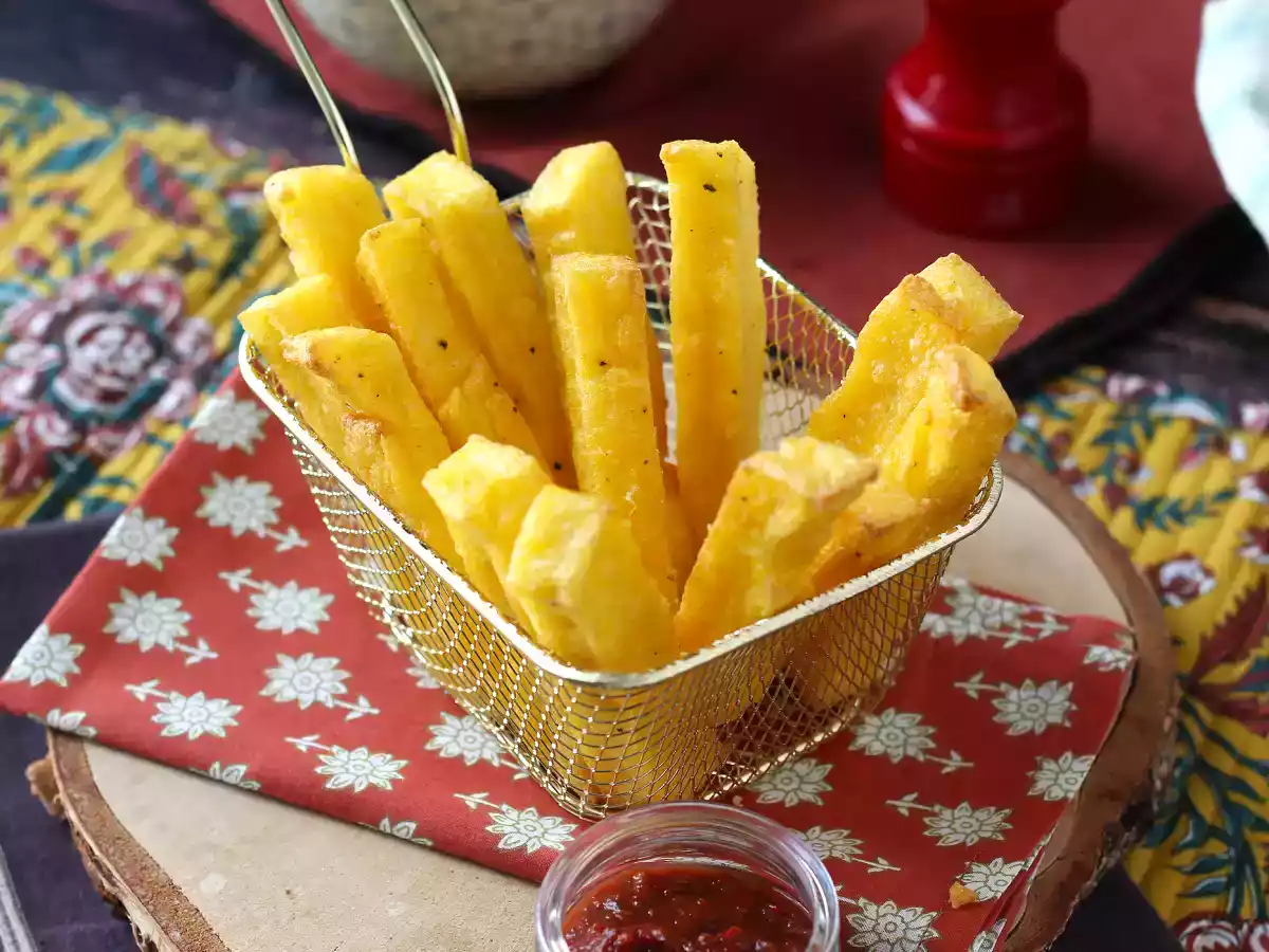 Palitos de polenta frita en freidora de aire. Crujientes, saludables y sin gluten - foto 4