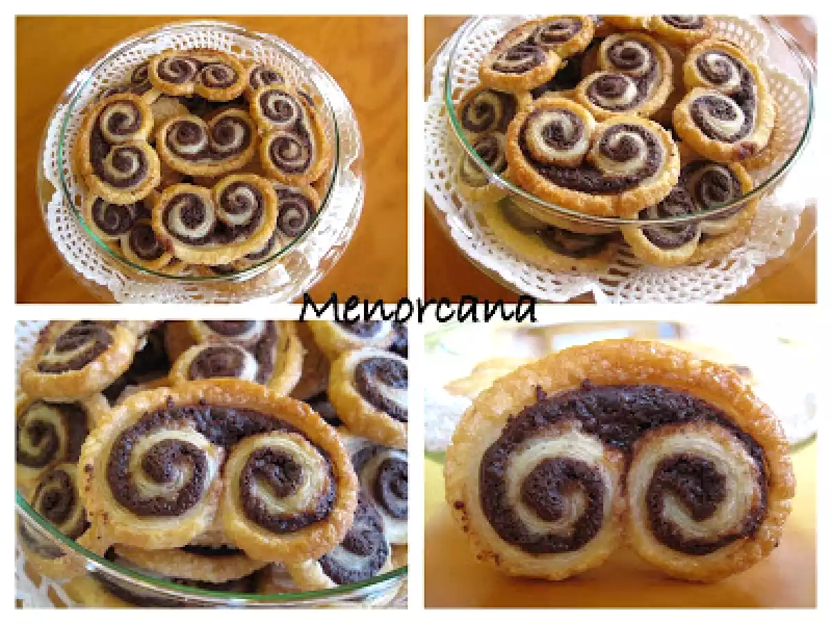 Palmeras de hojaldre de azúcar y chocolate