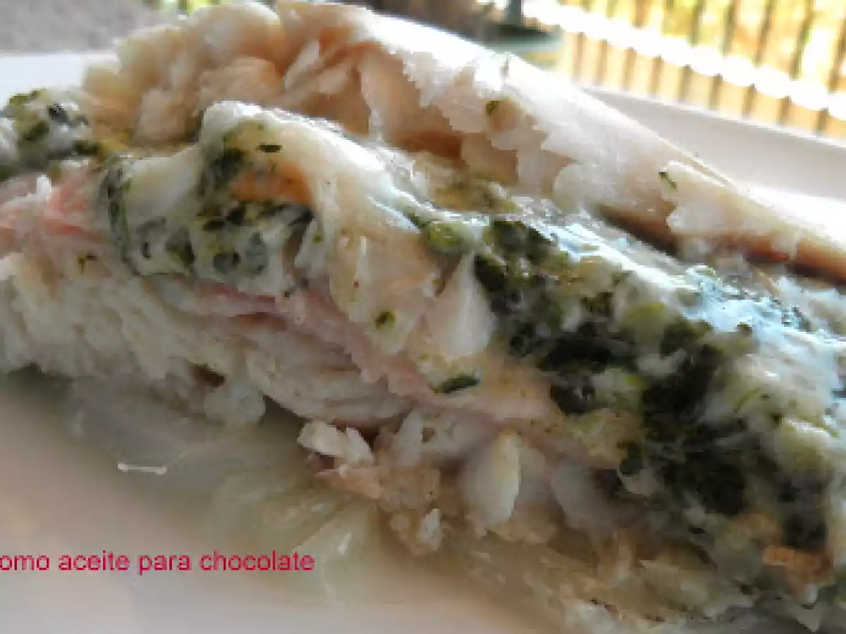 Palometa rellena de espinacas y gambas