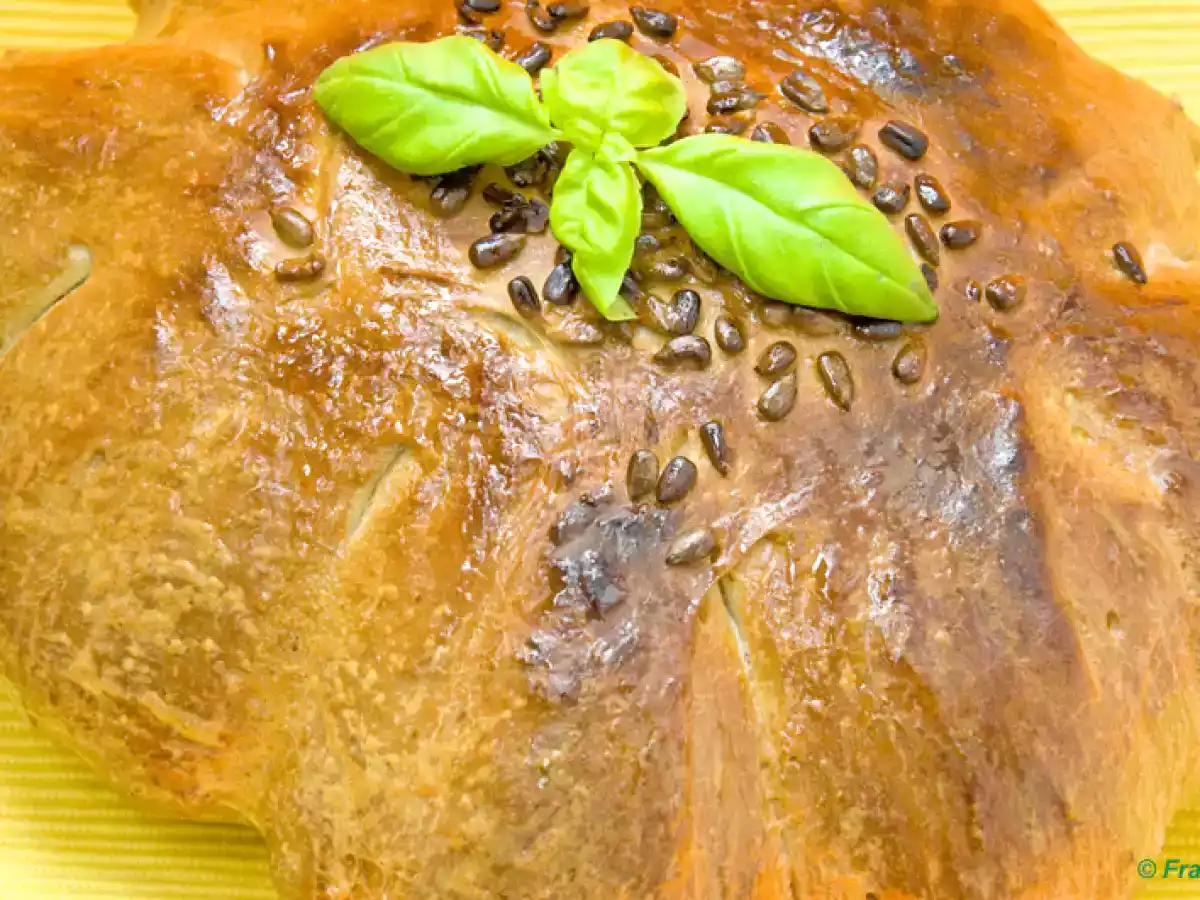 Pan de albahaca y masa madre