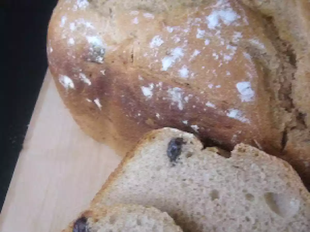 Pan de centeno y pasas (panificadora)