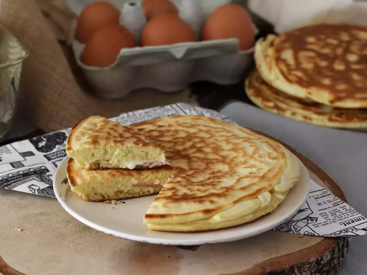 Pancakes con jamón y queso, tortitas rellenas - foto 5