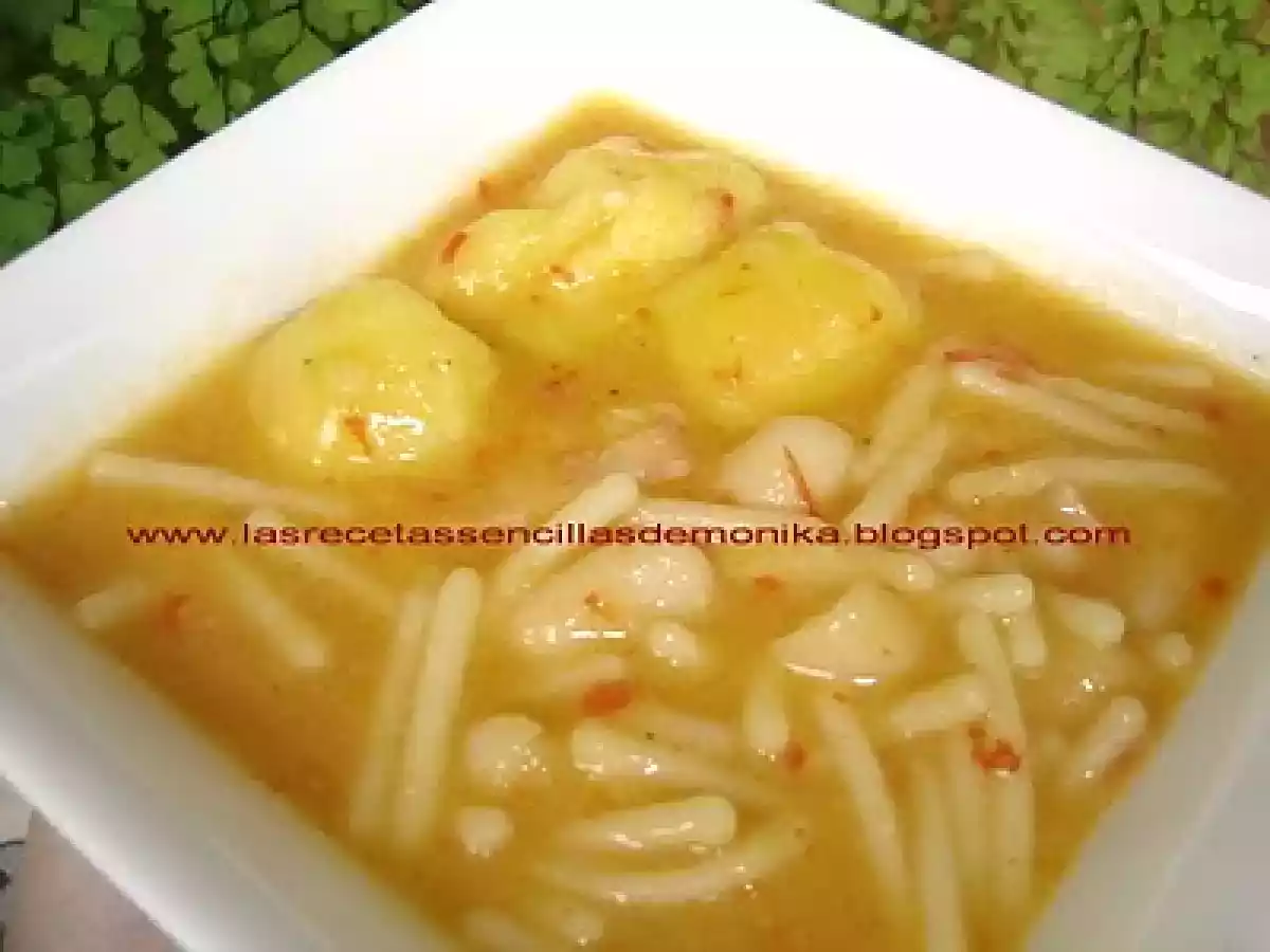 Papas, judías y fideos en thermomix