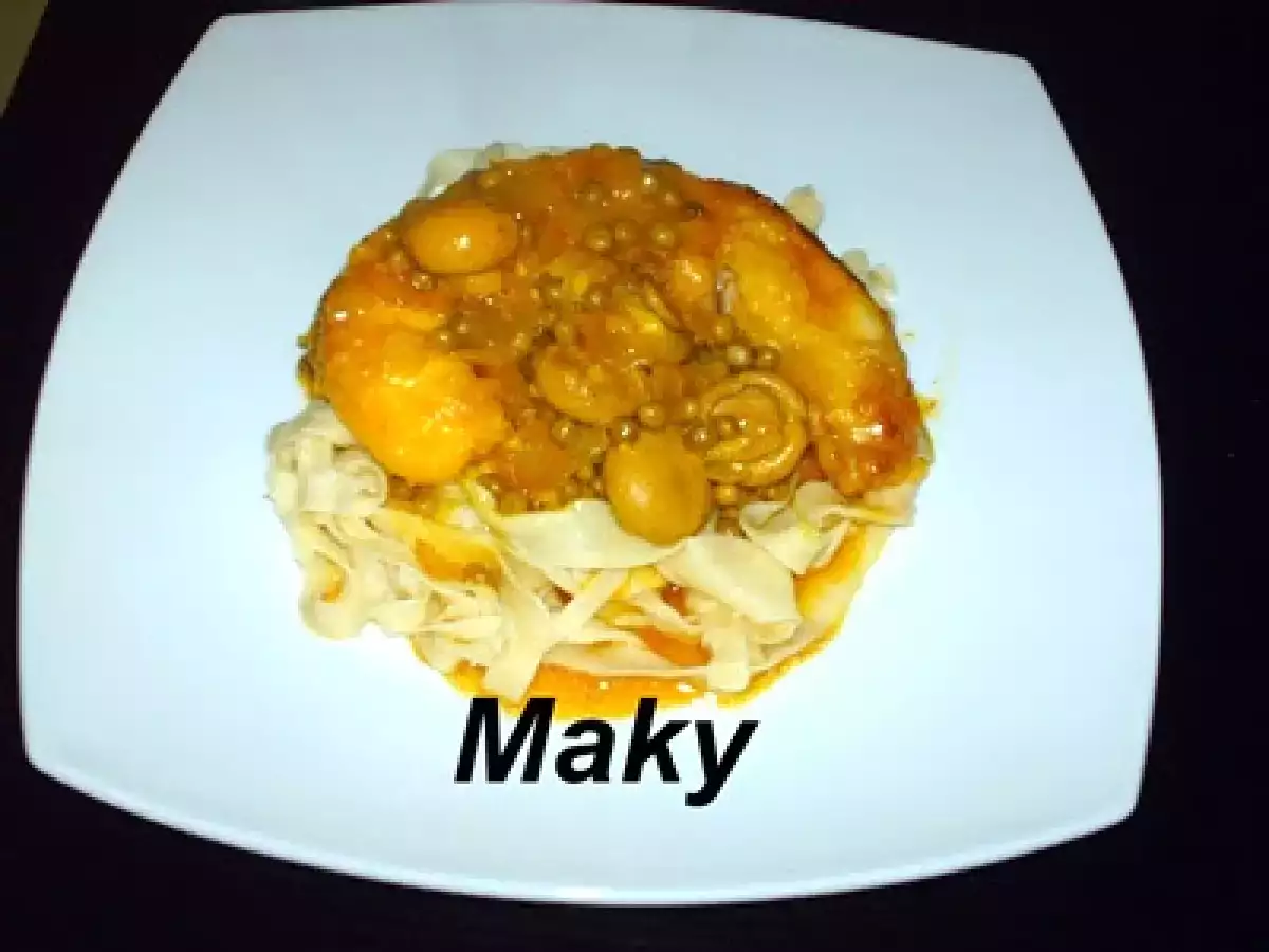 Parpadelle con congrio en salsa