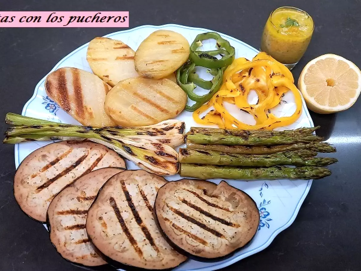 Parrillada de verduras con gremolata de almendras