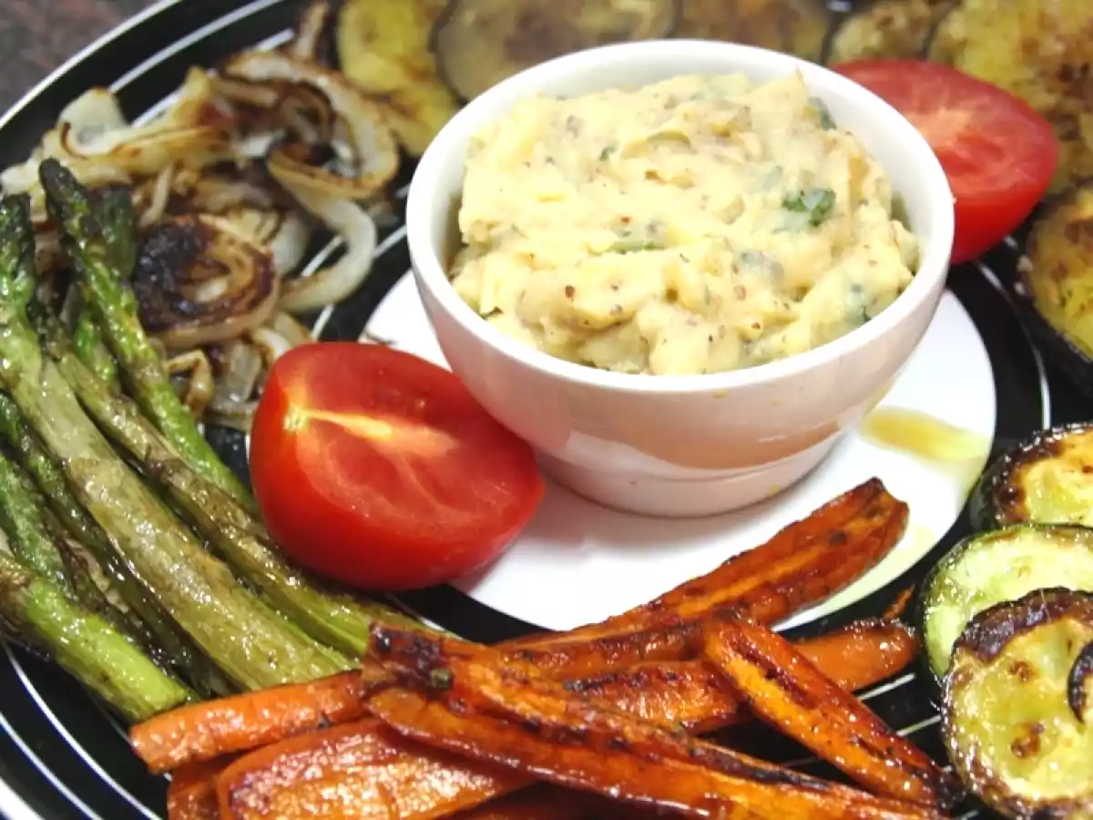 Parrillada de verduras con puré especiado