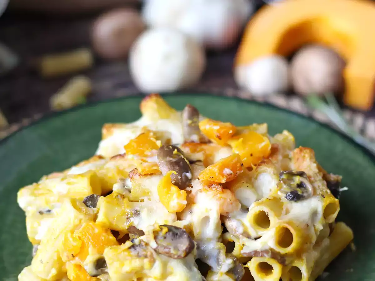 Pasta al horno con calabaza, setas y bechamel - foto 4