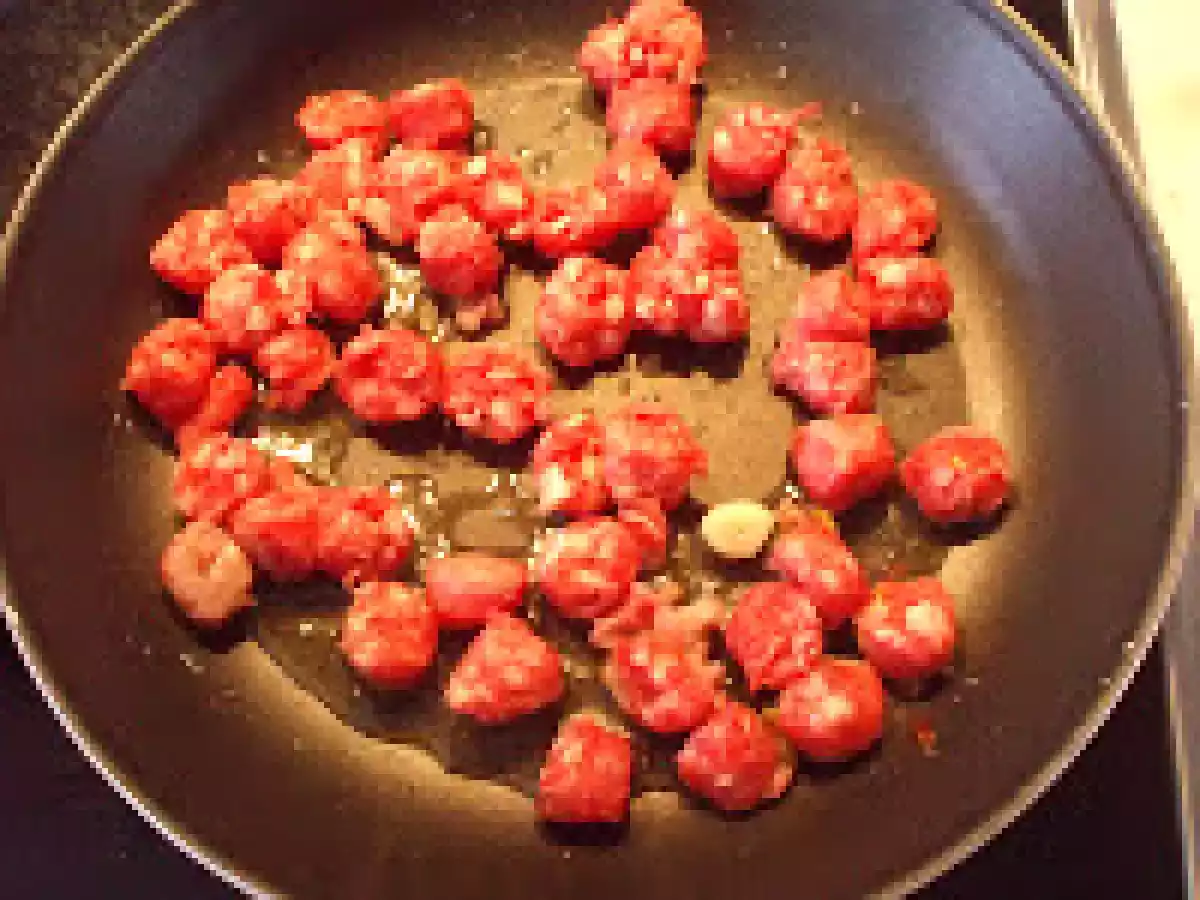 Pasta con broccoli e salciccia (pasta con brócolis y salchicha) - foto 6