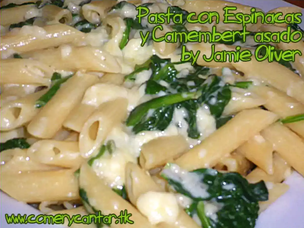 Pasta con espinacas y Camembert Asado de Jamie Oliver