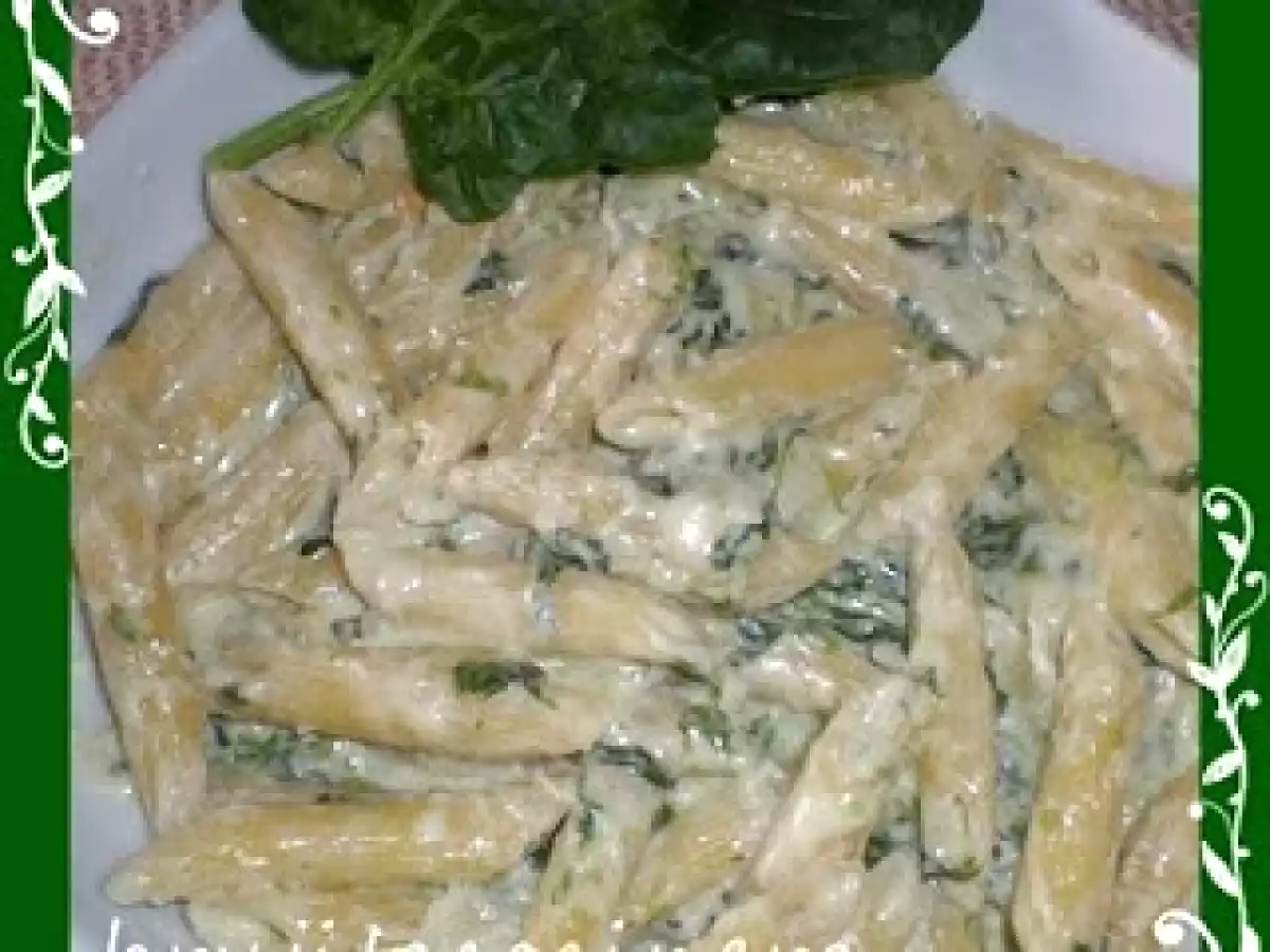 Pasta con espinacas y roquefort en thermomix