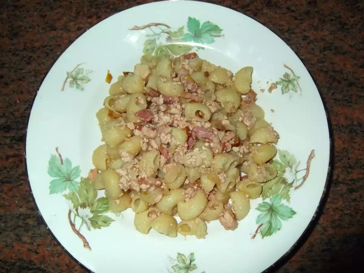 Pasta con mousse de pato
