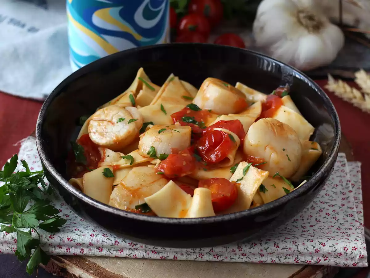 Pasta con vieiras y tomates cherry: una receta sofisticada y deliciosa