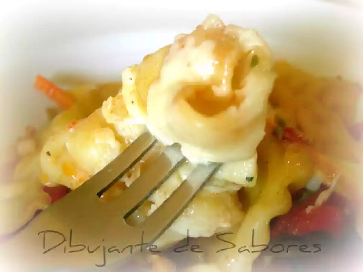 Pasta Festonati vegatariana gratinada con queso raclette. - foto 3