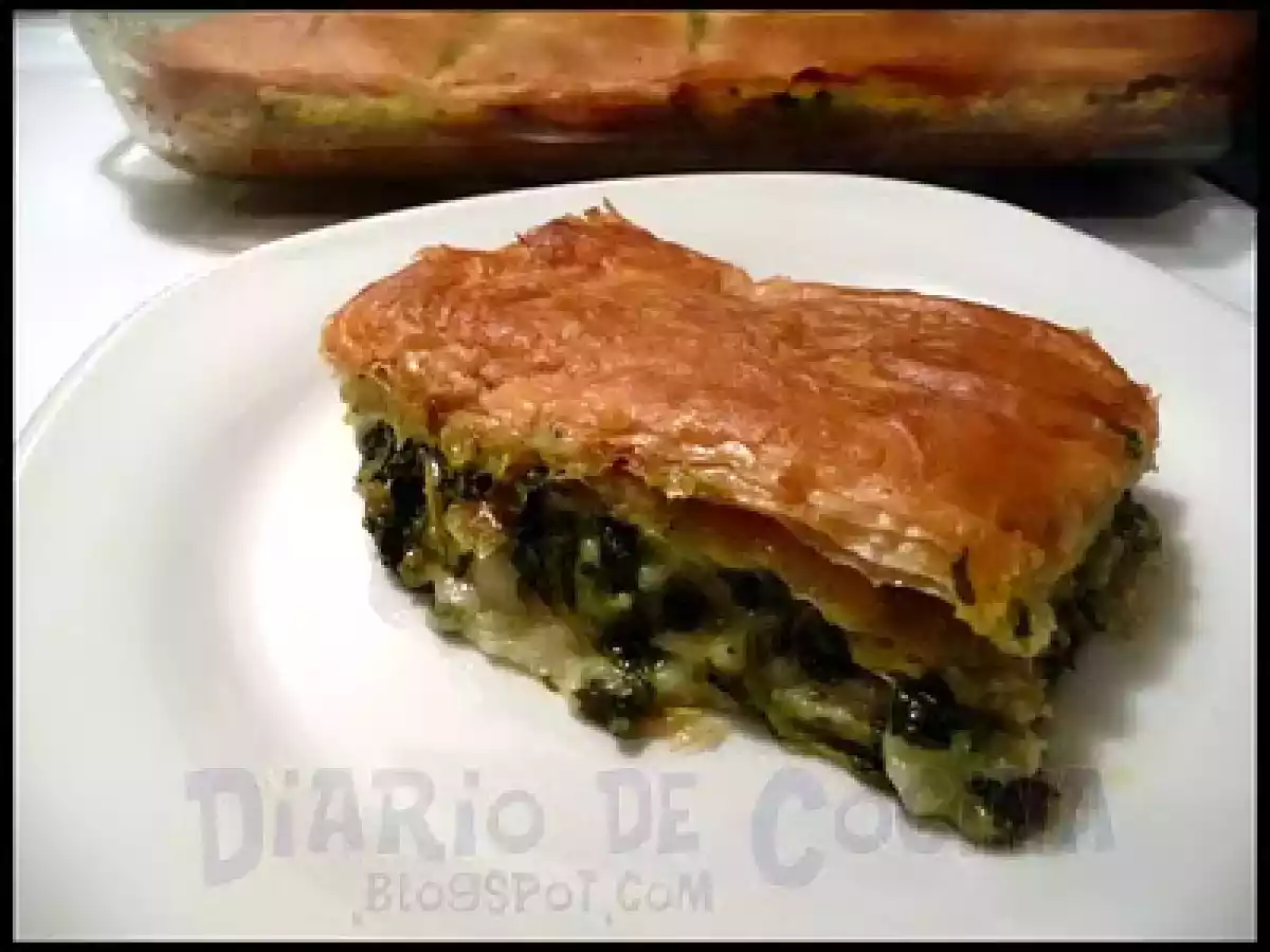 Pasta filo con espinaca y queso cottage