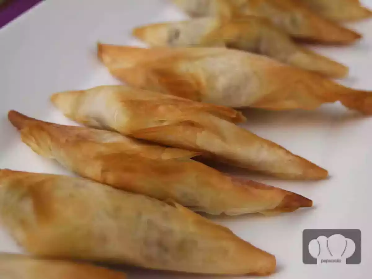 Pasta filo rellena de tres variedades