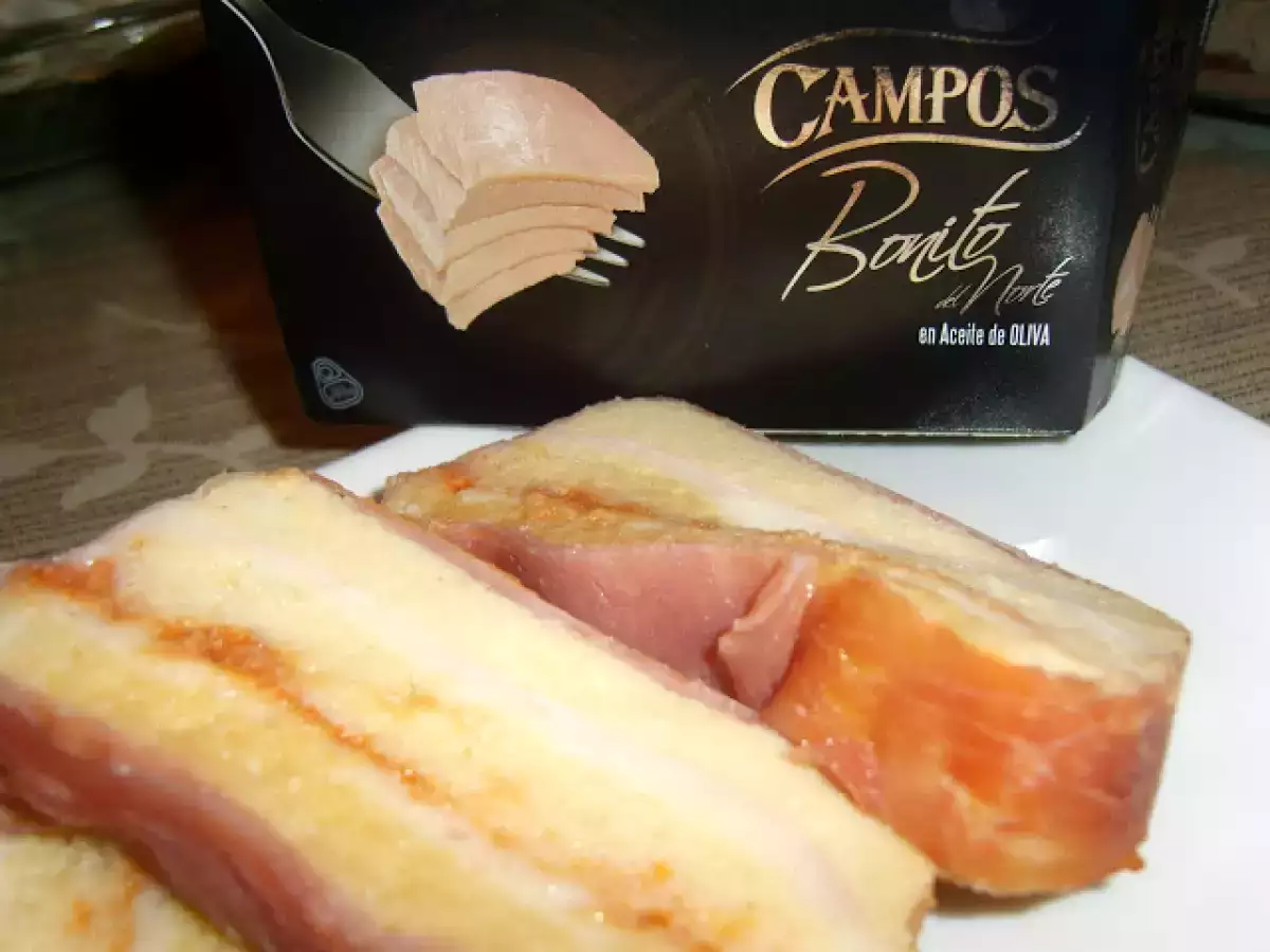 Pastel de bimbo con jamón cocido, queso y bonito campos - foto 2