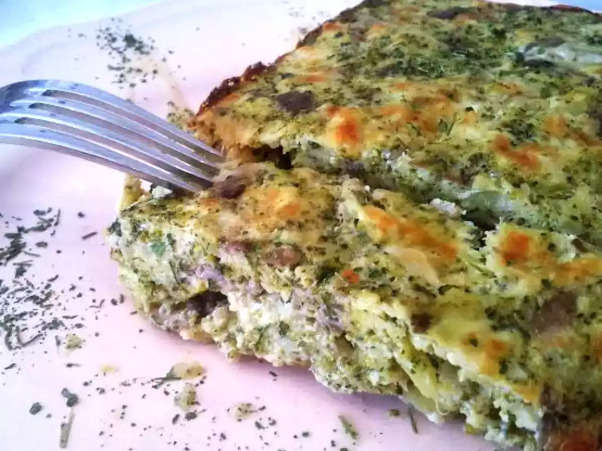Pastel de brócoli y champiñones
