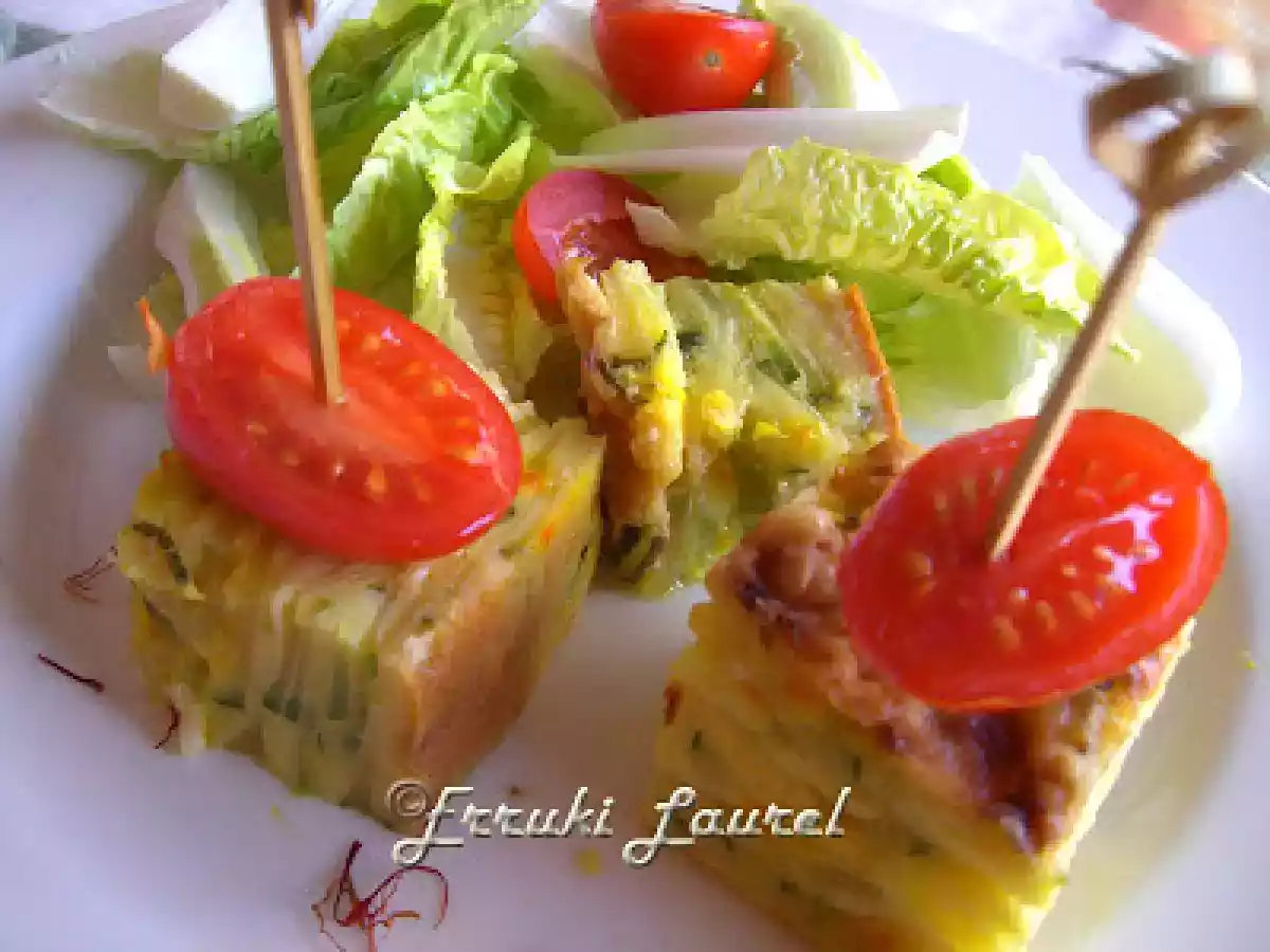 Pastel de calabacín al azafrán y queso