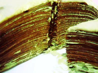 Pastel de crepes de chocolate con crema de té verde matcha - foto 4