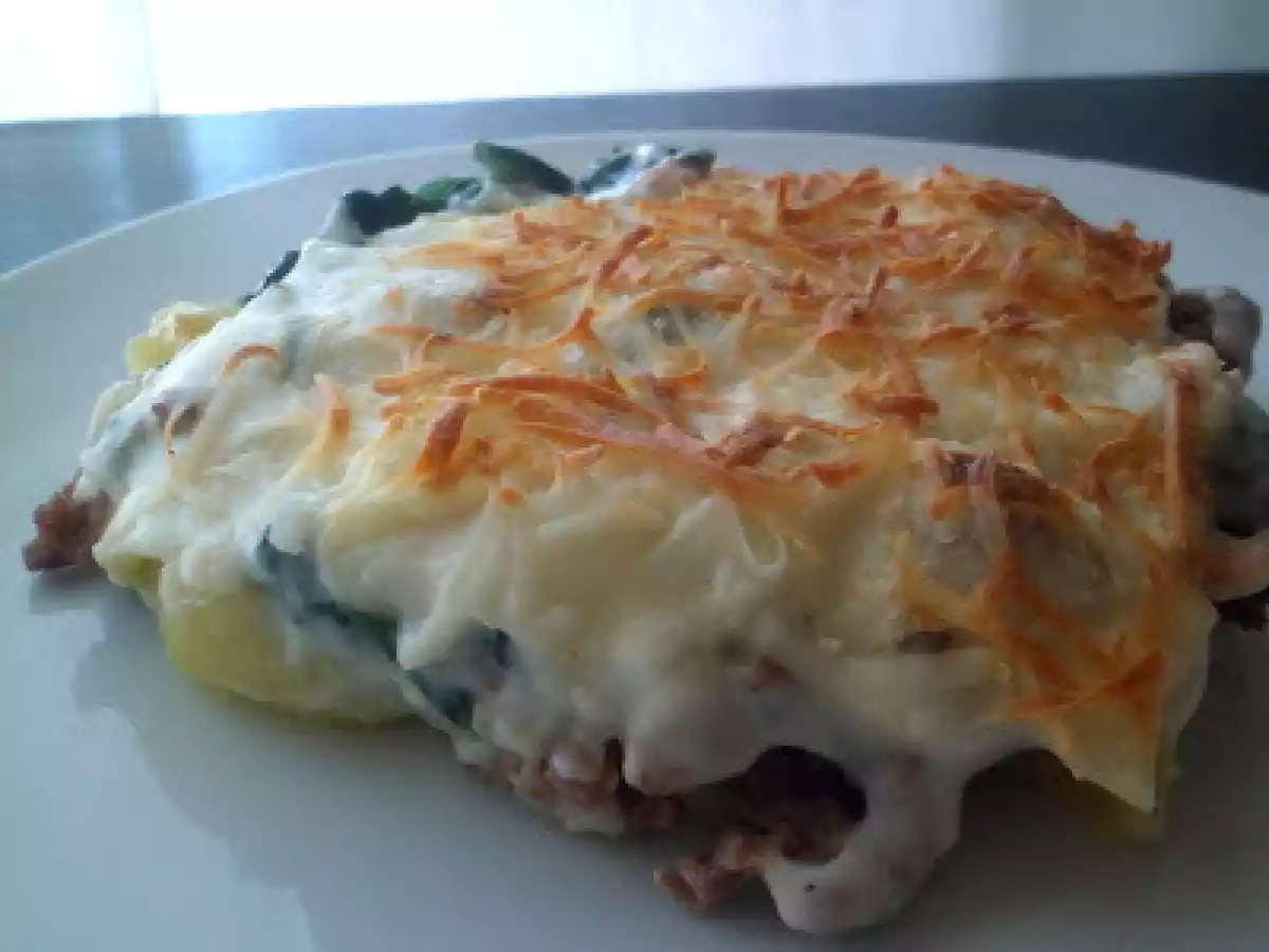 Pastel de espinacas con patatas