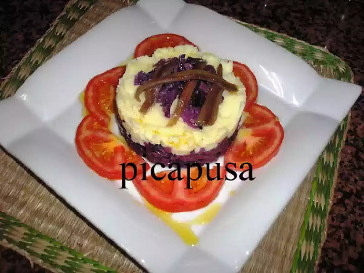 PASTEL DE MANZANA, LOMBARDA Y PATATA - foto 2