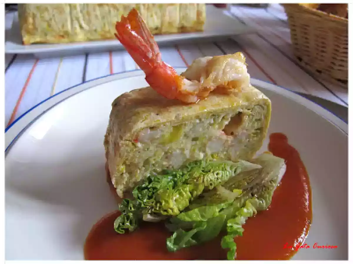 PASTEL DE PUERROS Y GAMBAS - foto 2