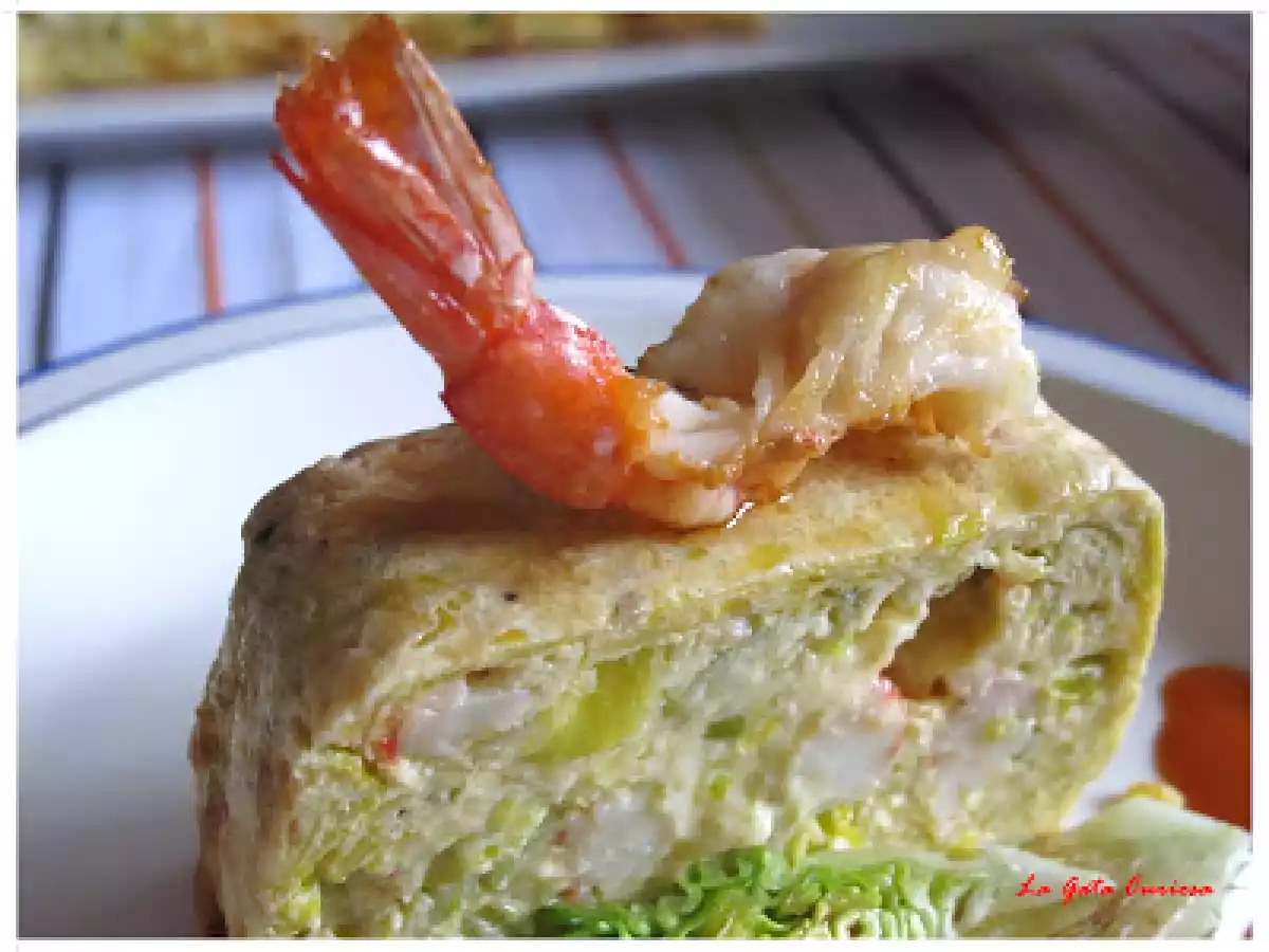 PASTEL DE PUERROS Y GAMBAS - foto 3