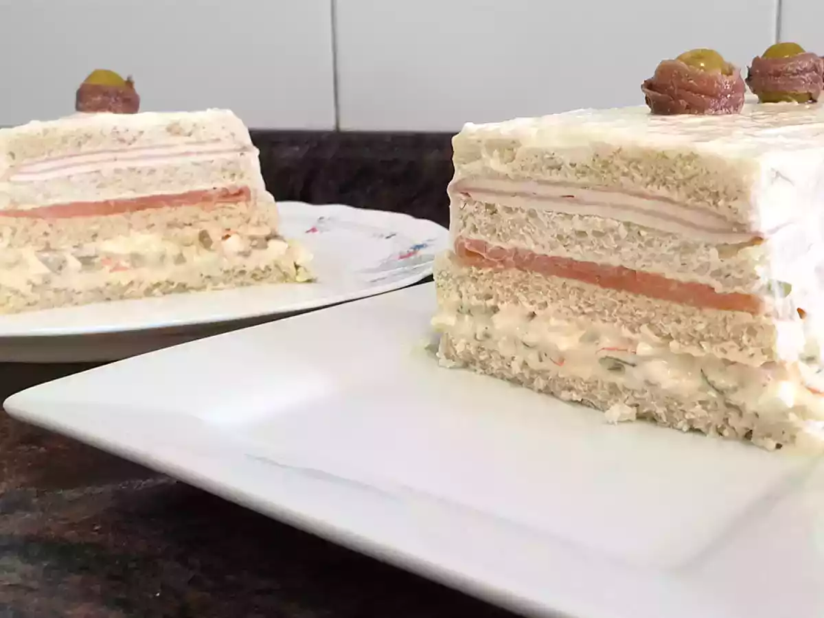 Pastel frío con pan de molde