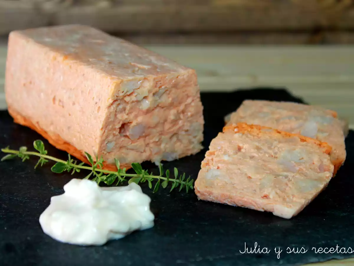 Pastel frío de merluza y gambas al microondas