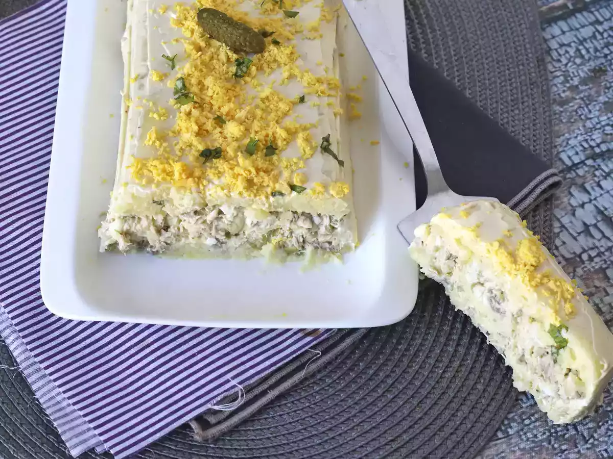 Pastel frío de patata con atún y mayonesa, fácil y sin horno - foto 4
