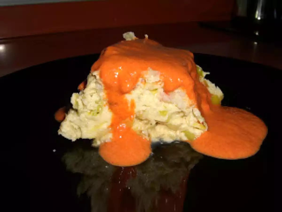 PASTEL FRIO DE PUERROS Y GAMBAS