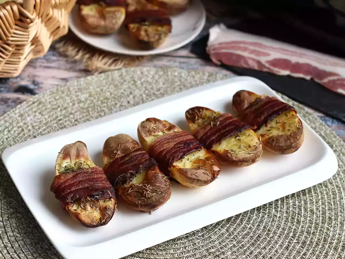 Patatas asadas envueltas en bacon - foto 4