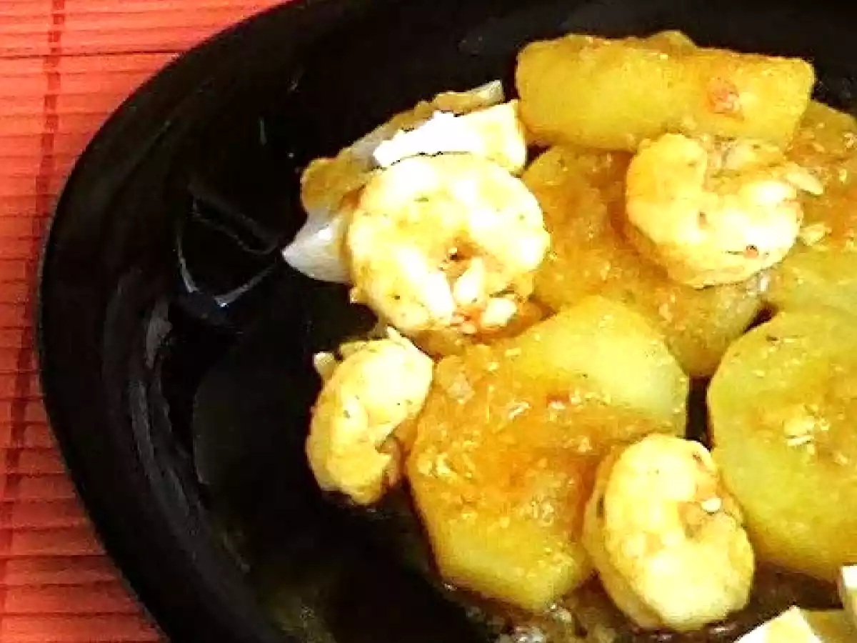 Patatas con langostinos al curry - foto 2