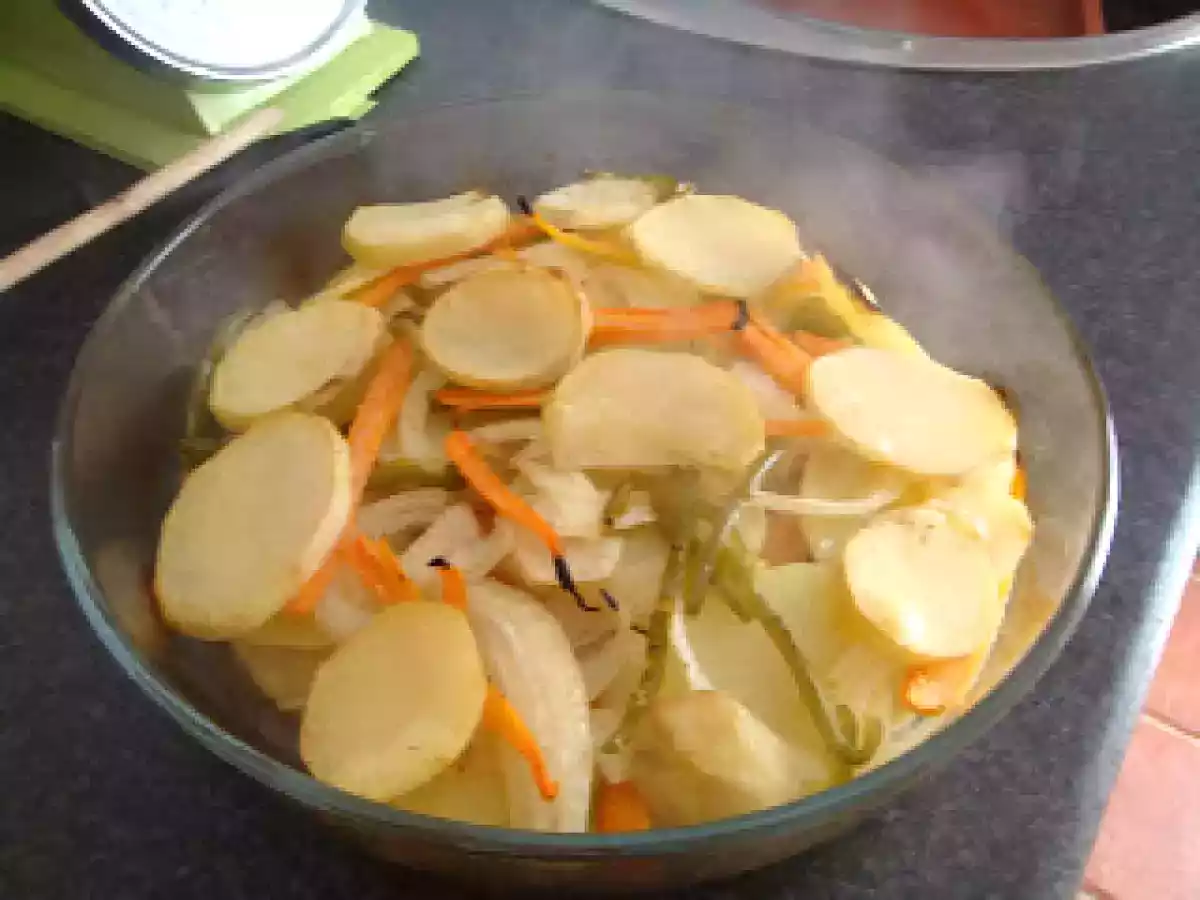 Patatas con verduras al Brandy.