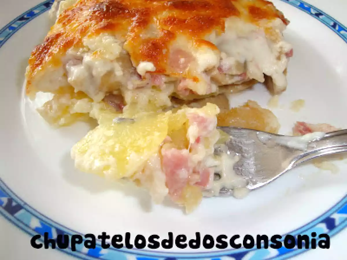 Patatas gratinadas con jamón y champiñones - foto 2
