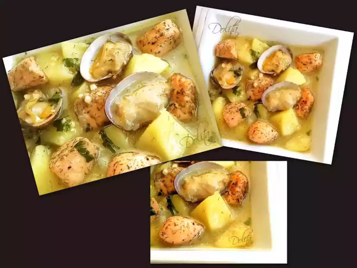 Patatas guisadas con salmón y almejas - foto 2