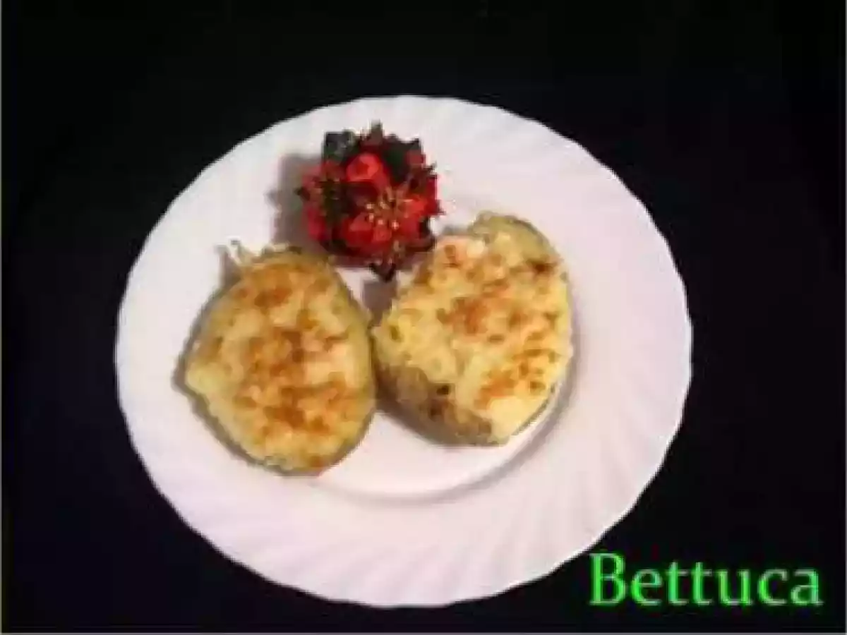 Patatas rellenas con langostinos