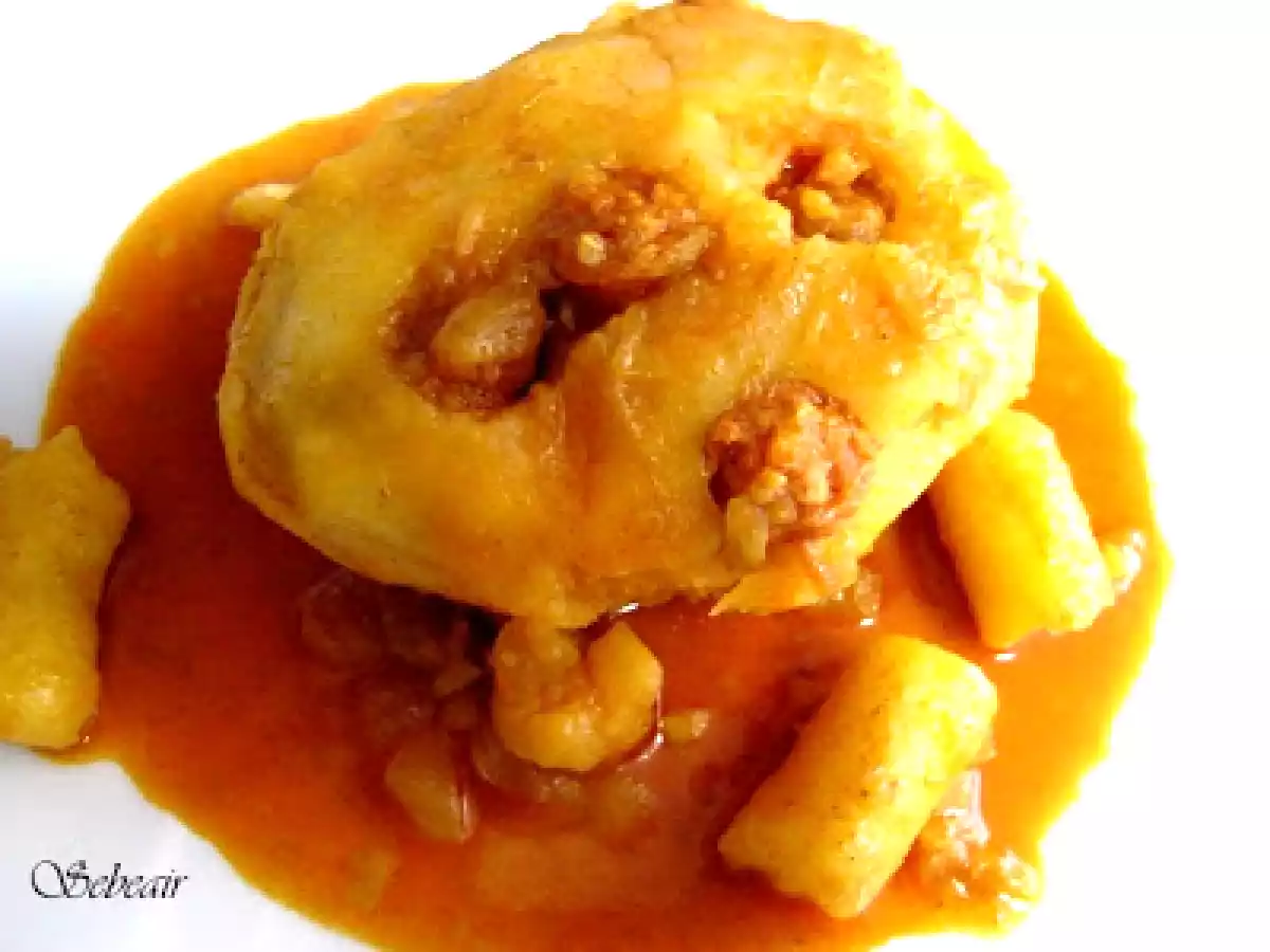 PATATAS RELLENAS DE CHISTORRA EN SALSA (fussioncook)